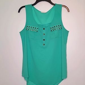 Color Story green sleeveless summer blouse M